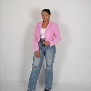 Pink Cropped Blazer